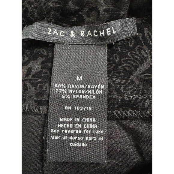 Zac & Rachel Women Pull On Pants Size M Black Stretch Tapestry Velvet Embossed - Picture 4 of 5